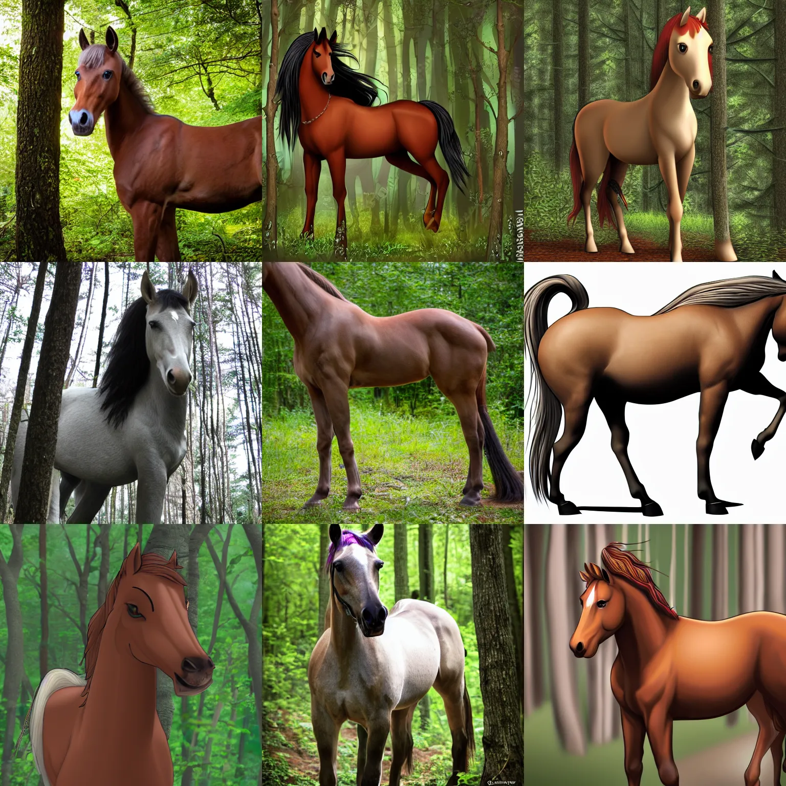 Prompt: female anthro horse in the forest