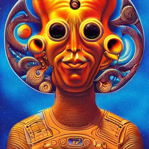 Image similar to psychedelic astronaut attaining enlightenment in the style of octavio ocampo naoto hattori, cg society, trending on artstation, award winning