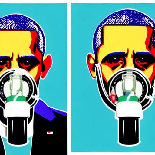 Image similar to a profile photo of obama with a diving oxygen mask with side profile blood in ocean intricate details by MARVEL comics and Sandra Chevrier-C