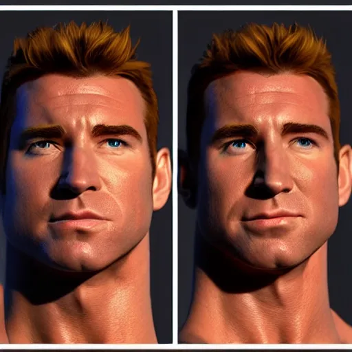 Image similar to concept art of billy herrington from Gachimuchi full round face, short smile, golden hour, medium shot, mid-shot, highly detailed, trending on Artstation, Unreal Engine 4k