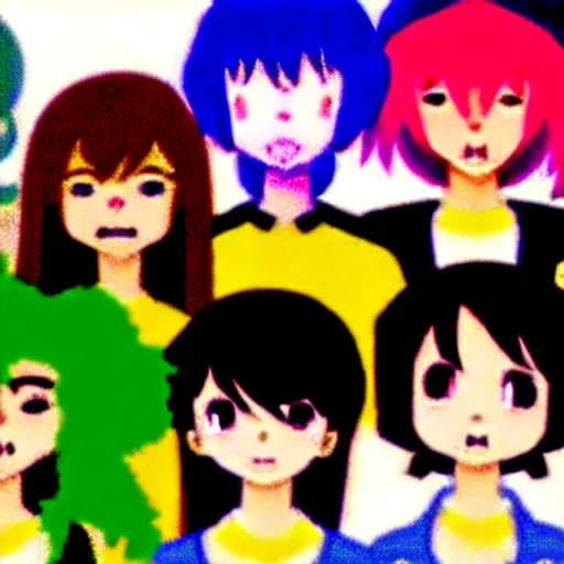 Image similar to there were eight anime people, no more than eight. Less than nine but more than seven, eight eight eight, 2 girls 6 guys