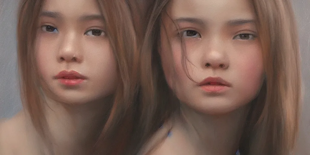 Image similar to a Eurasian girl, cinematic lighting, detailed oil painting, hyperrealistic, 8k