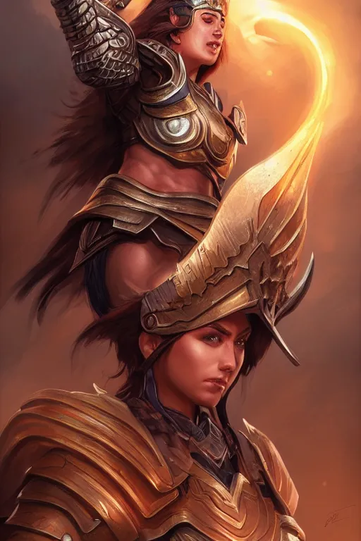 Image similar to amazon valkyrie athena, d & d, fantasy, portrait, highly detailed, headshot, digital painting, trending on artstation, concept art, sharp focus, illustration, art by artgerm and greg rutkowski and magali villeneuve