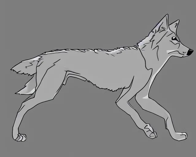 Image similar to digital art of a full-body outline of a running wolf, simple, no color, high quality, HD, 8K,