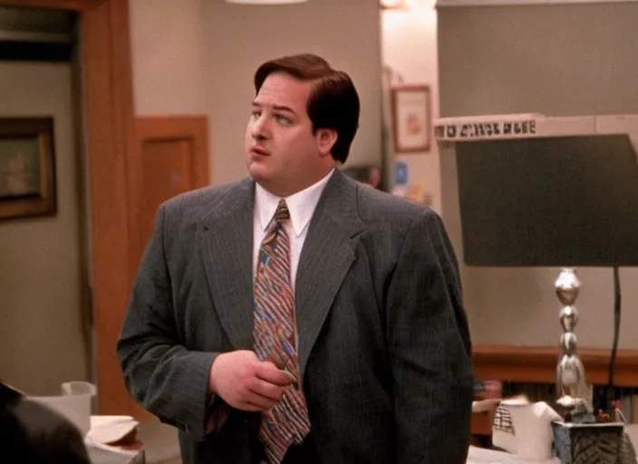 Image similar to Kevin Malone as Gordon Gecko in Wall Street 1987