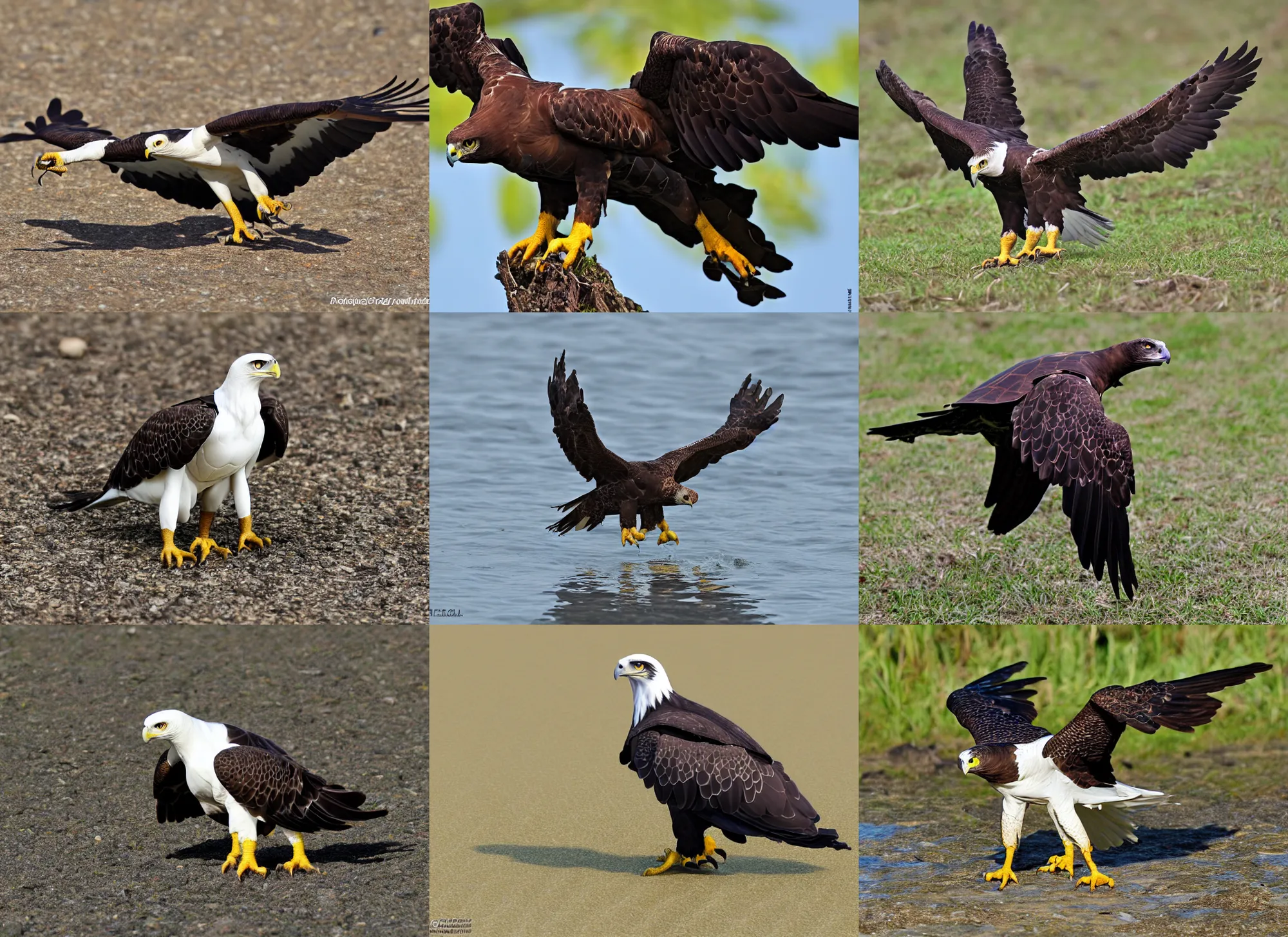 An aerial photo from above a flying Harpy Eagle