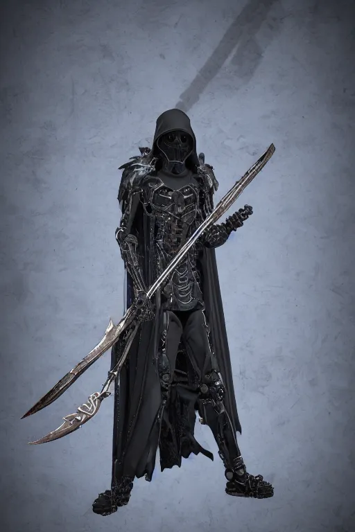 Prompt: Cybernetic Grim Reaper, dark cloak, holding a scythe, 8k octane rendered, photo realistic, highly detailed, intricate