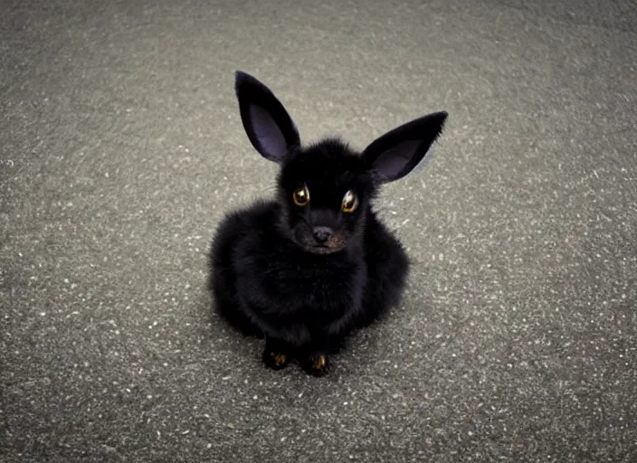 Image similar to real life pokemon umbreon, adorable, fluffy, ultra realistic, golden hour, sharp focus