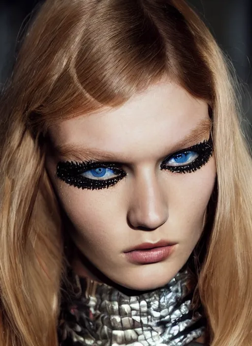 Prompt: A beautiful portrait of Hana Jirickova as a Alexandre Vauthier fashion model, Season Paris Couture 2012 , highly detailed, in the style of cinematic, Getty images, Milan fashion week backstage, Makeup by Pat McGrath, Hair by guido palau, Greg rutkowski