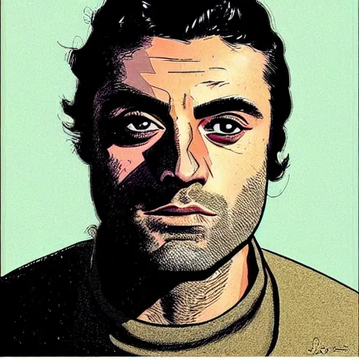 Image similar to “ oscar isaac retro minimalist portrait by jean giraud, moebius starwatcher comic, sharp, smooth face, 8 k ”