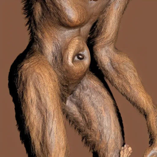 Prompt: 8k photo of a beautiful australopithecus with gorgeous perfect skin showing off her alluring body