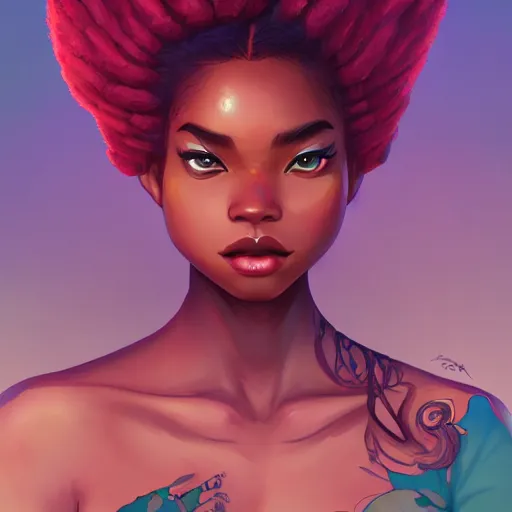 Prompt: a portrait of a beautiful afropunk, art by lois van baarle and loish and ross tran and rossdraws and sam yang and samdoesarts and artgerm and saruei, digital art, highly detailed, intricate, sharp focus, Trending on Artstation HQ, deviantart, unreal engine 5, 4K UHD image