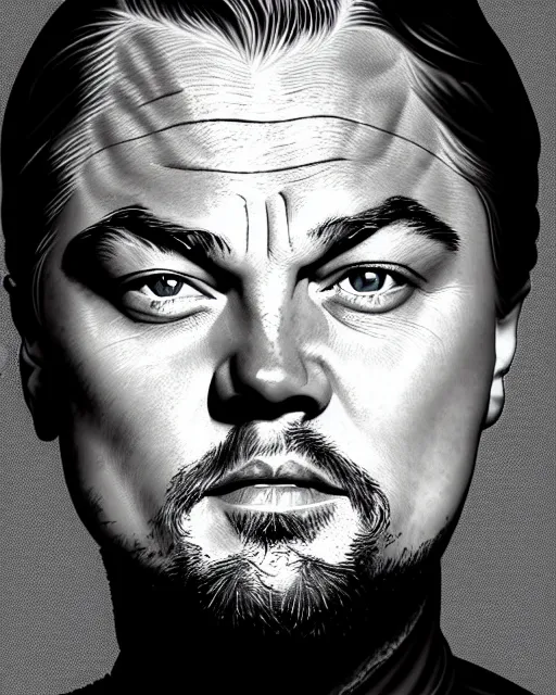 Image similar to painting portrait of leonardo dicaprio as a carp fish, cartoon, warm lighting, leonardo dicaprio has a carp fish body. leonardo dicaprio's face on a carp fish's body movie poster, illustration by bartek fedyczak, erak note, tooth wu, neil richards, kan liu, siwoo kim, jisu choe, trending on art station