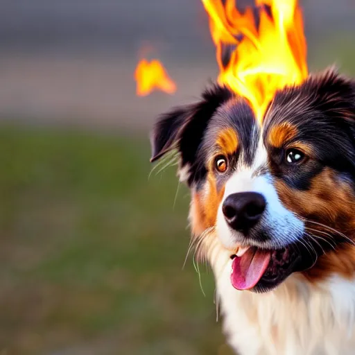 Prompt: australian shepherd casting a fireball