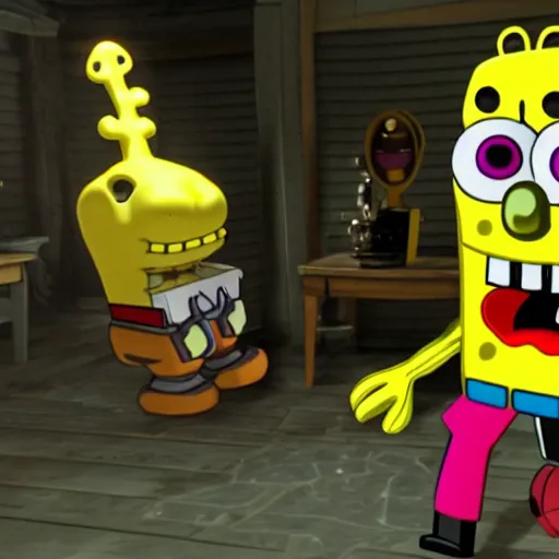 Image similar to spongebob in five nights of freddys