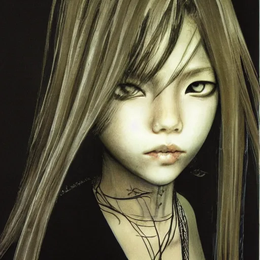 Image similar to yoshitaka amano portait of a girl