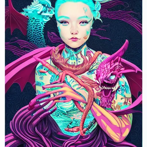 Image similar to Tristan Eaton, victo ngai, artgerm, Lofi dragon lady portrait