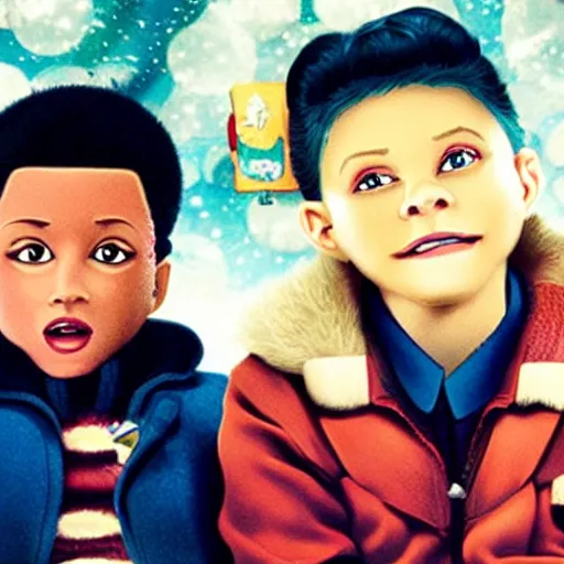 Prompt: the weeknd as a child in the movie the polar express
