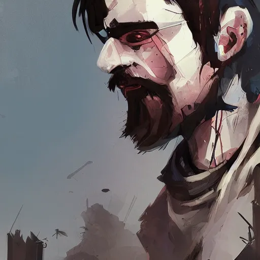 Image similar to human male character art, by Ismail Inceoglu, dark hair, beard, sunken eyes, scars, shabby clothes, digital art, dungeons and dragons, art