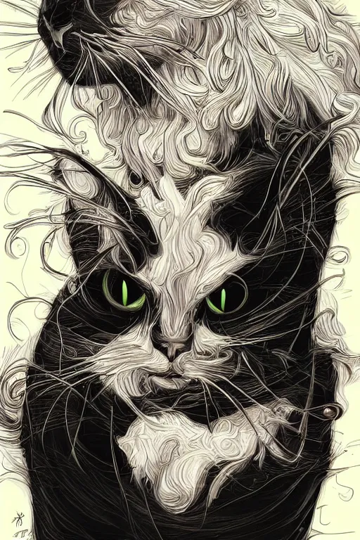 Image similar to black cat smoking by Android Jones