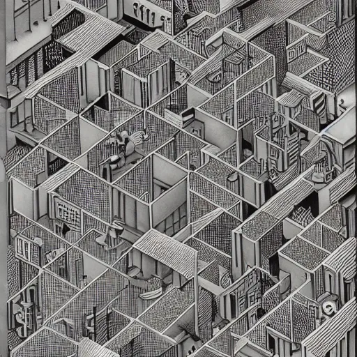 Image similar to urban city by m. c. escher