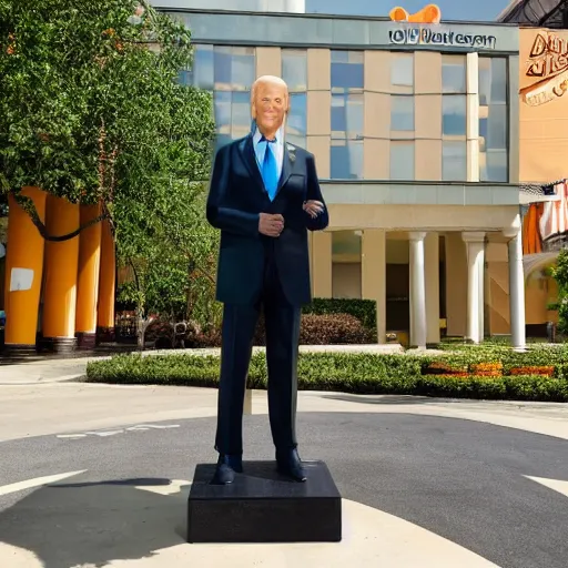 Image similar to joe biden statue outside of the nickelodeon hotel