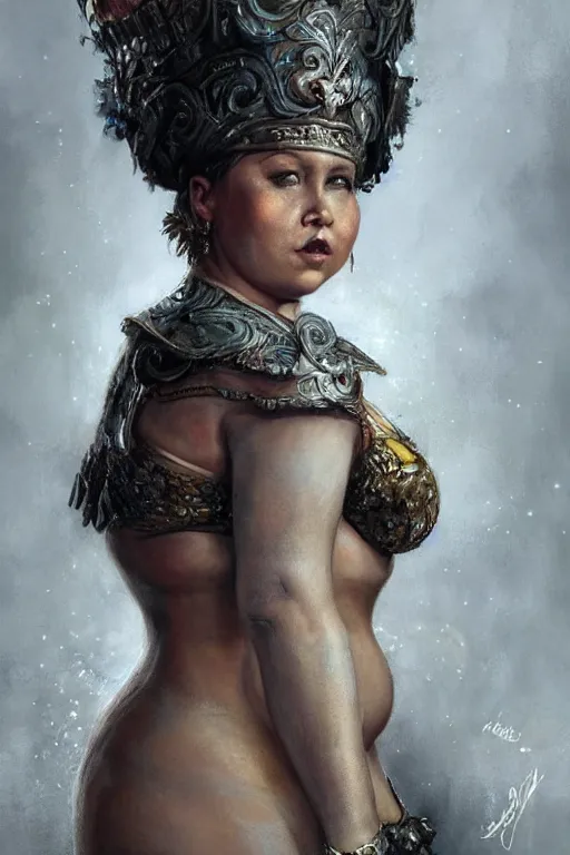 Prompt: detailed portrait of a chubby queen | Aleksi Briclot |