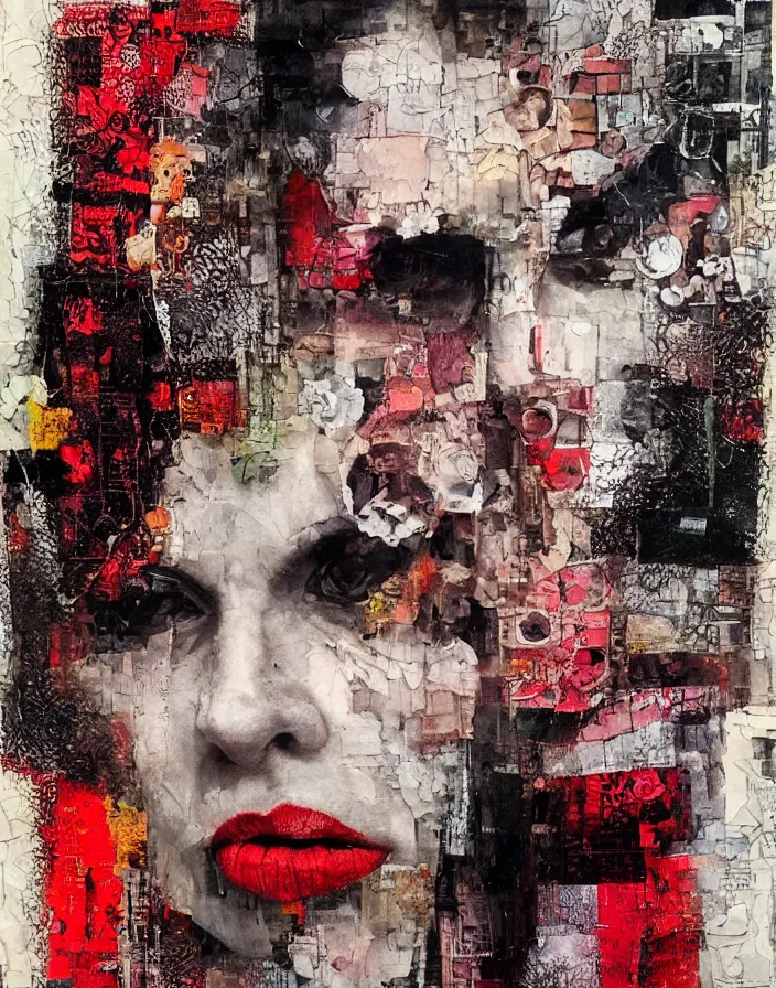 Prompt: vicious damned passion detailed analogue mixed media collage with canvas texture in style of contemporary art, punk art, hyperrealistic beautiful face, photorealistic, expressionism, masterpiece, perfect composition, spectacular quality, intricate oil details