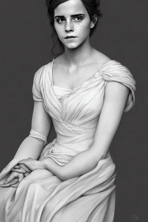 Image similar to full portrait of a beautiful Emma Watson, Regal, Realistic, Refined, highly Detailed Digital Art, Oil Painting, William-Adolphe Bouguereau, WLOP, Dynamic lighting, daily deviation, beautiful character illustration by Greg Rutkowsktrending on artstation, Cinematic Lighting, Unreal Engine, 8k, HD