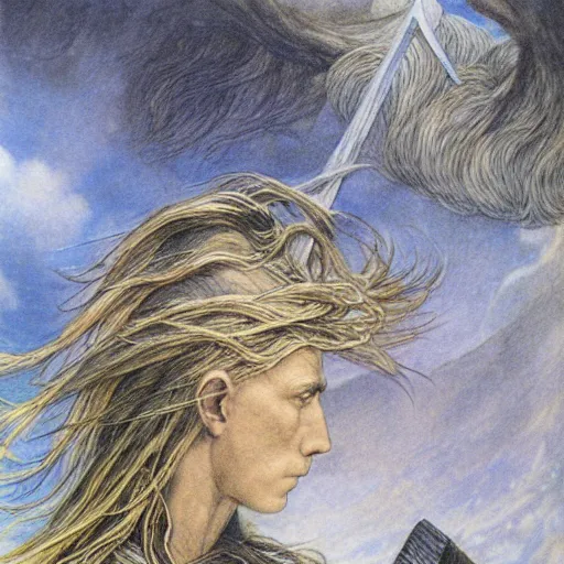 Image similar to the winds of Thor are blowing cold, Alan Lee illustration