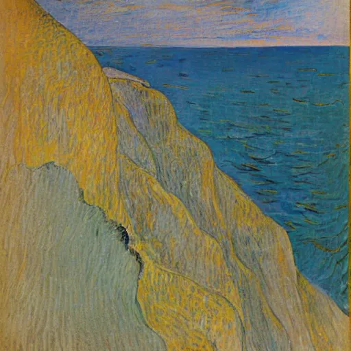Prompt: beachy head cliff by toulouse - lautrec