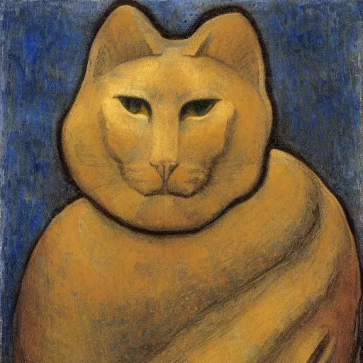 Image similar to ancient polychrome sculpture of a sacred cat head, by annie swynnerton and diego rivera and nicholas roerich and jean delville, symbolist, dramatic lighting, god rays, elaborate geometric ornament, art brut, rich colors, smooth sharp focus, extremely detailed, adolf wolfli