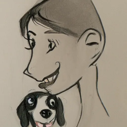 Image similar to milt kahl sketch of black hair cuban girl with dog nose