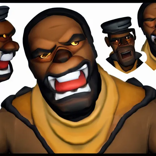 Image similar to demoman from team fortress 2 laughing at the camera