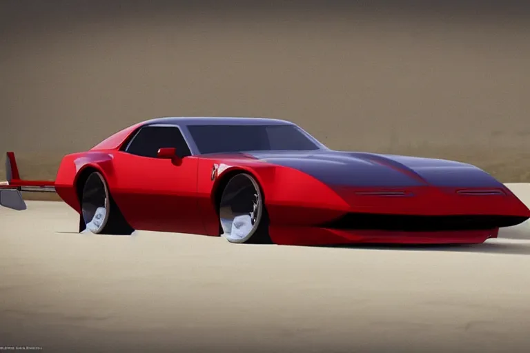 Image similar to updated sleek concept for a firebird trans am, cinematic, photoreal, by red dead redemption 2