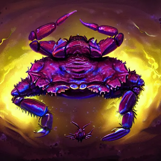 Image similar to lovecraft, migo, fungoid crab with wings, glowing head, flying, night sky, eldritch, highly detailed, digital painting, artstation, concept art, matte, sharp focus, illustration