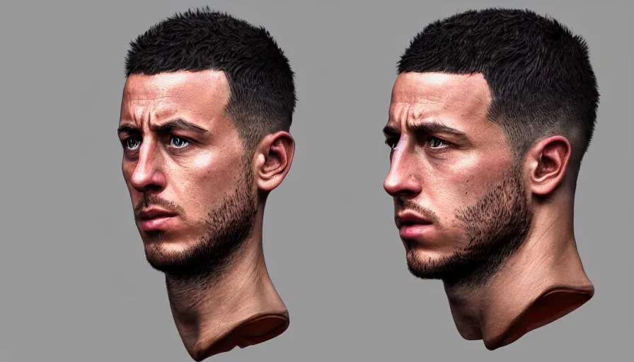 Image similar to hand paited bust of eden hazard, hyperdetailed, artstation, cgsociety, 8 k