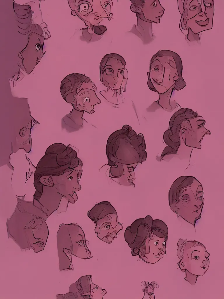 Prompt: pink faces filling the page by disney concept artists, blunt borders, golden ratio, beautiful light