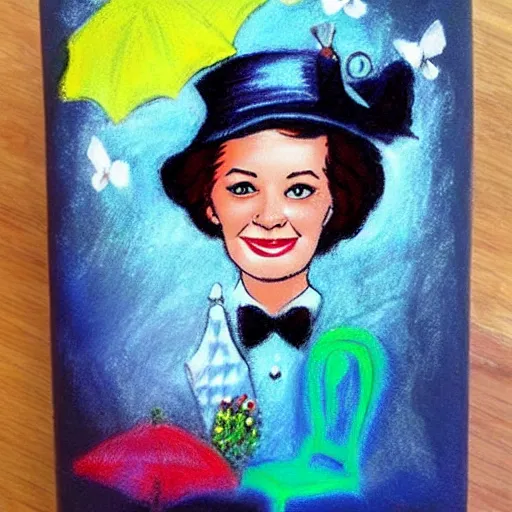 Prompt: mary poppins chalk painting