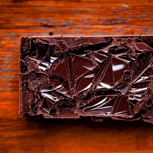 Image similar to a suspicious chocolate bar left on a table. dramatic lighting, dslr