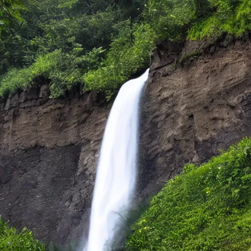 Prompt: waterfall on a cliff face