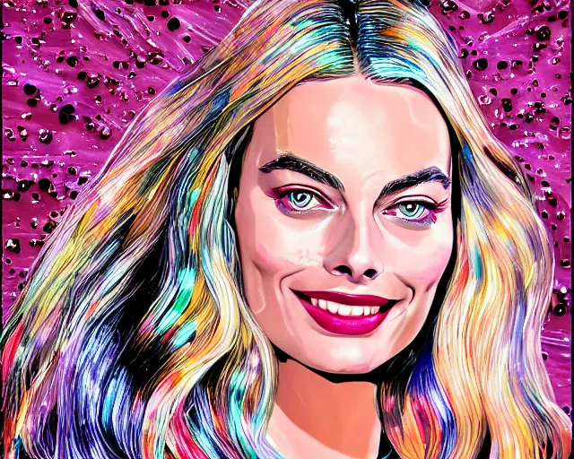 Image similar to led art of margot robbie, hyper detailed, award winning