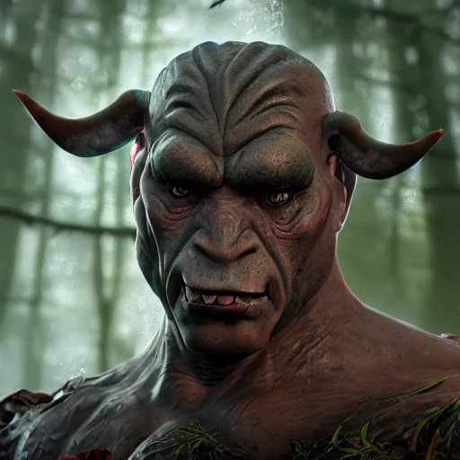 Prompt: A comic book style portrait painting of a fantasy orc warrior male in a swamp setting, unreal 5, DAZ, hyperrealistic, octane render, RPG portrait, ambient light, dynamic lighting