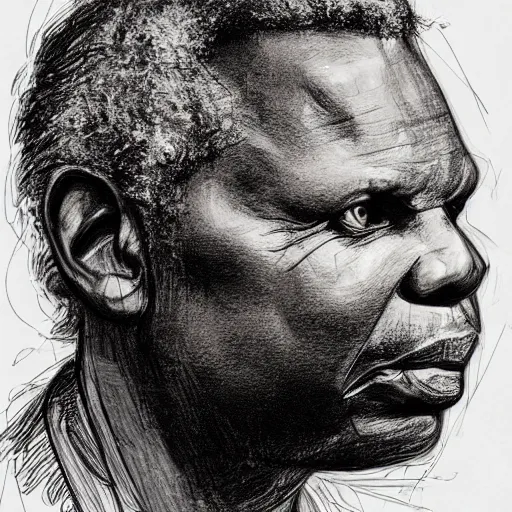 Image similar to a realistic yet scraggly portrait sketch of the side profile of a stern and sophisticated sidney poitier, trending on artstation, intricate details, in the style of frank auerbach, in the style of sergio aragones, in the style of martin ansin, in the style of david aja, in the style of mattias adolfsson