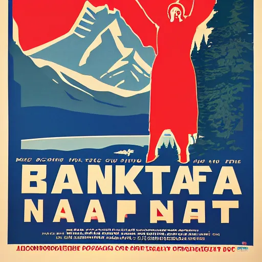 Prompt: soviet style propaganda poster convincing you to move to banff national park,