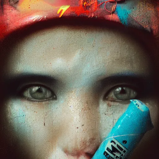 Image similar to that moment when you realize grafitti and almonds are hard words to spell, by cameron gray, wlop, stanley kubrick, masamune, unique perspective, epic, trending on artstation, photorealistic, 3 d render, vivid