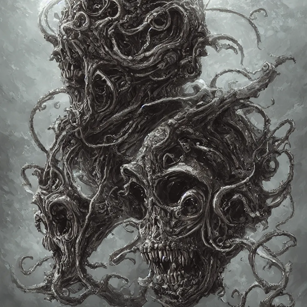 Image similar to lovecraftian skull monster by wlop