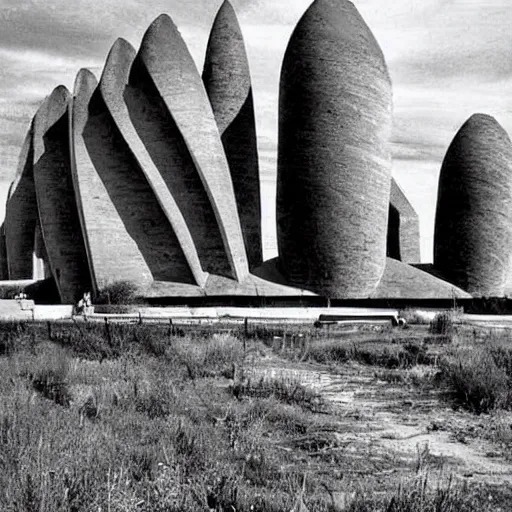 Image similar to old photograph from a strange alien city, organic buildings, black and white