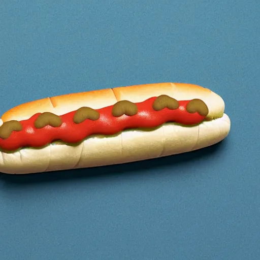 Image similar to a hotdog shaped as a caterpillar