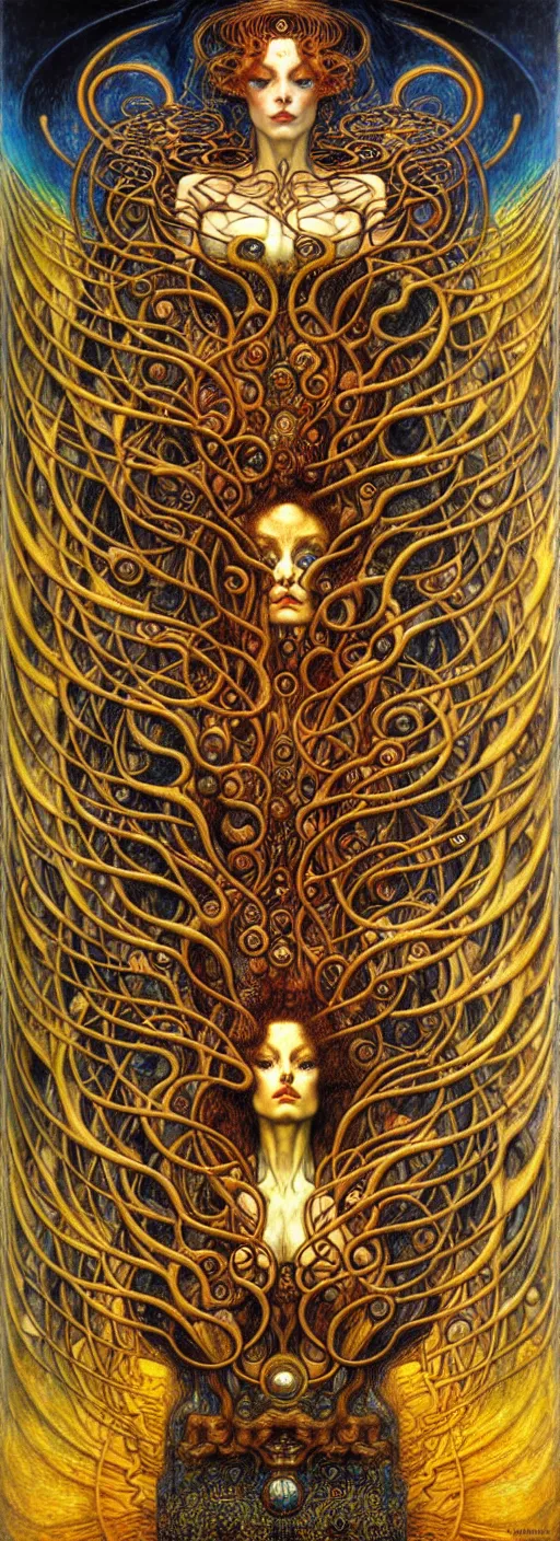 Image similar to Divine Chaos Engine by Karol Bak, Jean Delville, William Blake, Gustav Klimt, and Vincent Van Gogh, symbolist, visionary